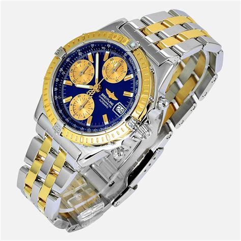 breitling chronomat 18k gold steel black|breitling chronomat 44 blue dial.